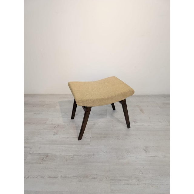 Vintage Pouf in Fabric and Wood, 1960s For Sale - Image 3 of 12