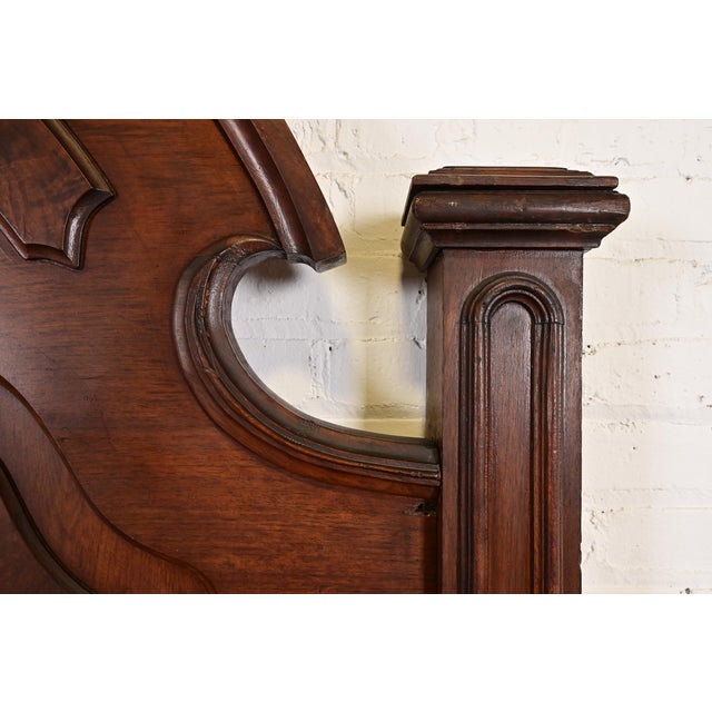 Brown Antique Monumental Eastlake Victorian Burled Walnut Full Size Bed, Circa 1880s For Sale - Image 8 of 14