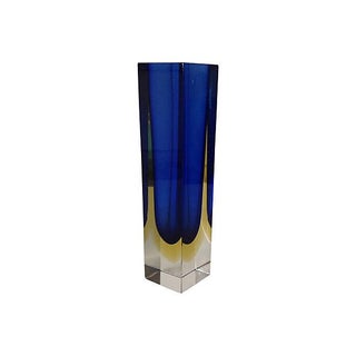 Vintage Italian Murano Mandruzzato Cobalt Vase For Sale