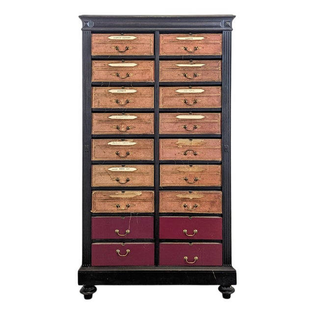 Blackened Wooden Cardboard Box Cabinet For Sale