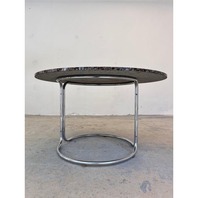 Round Dining Table in Granite and Chrome from Giotto Stoppino, 1970s For Sale - Image 3 of 11