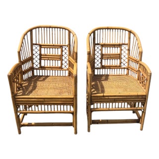 Pair of Vintage Calif-Asia Brighton Pavilion Rattan Chairs For Sale