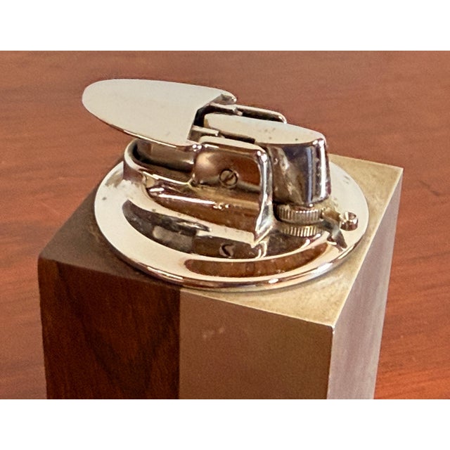 Mid 20th Century Vintage Mid Century Modern Rosewood & Brushed Aluminum Table Lighter For Sale - Image 5 of 9