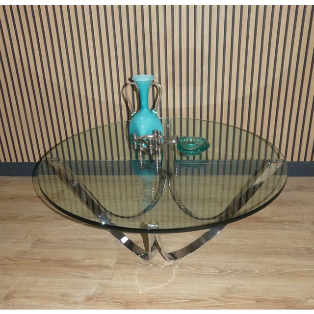 Coffee Table in Glass & Chrome by Werner Linder for Bacher, 1960s For Sale - Image 4 of 8