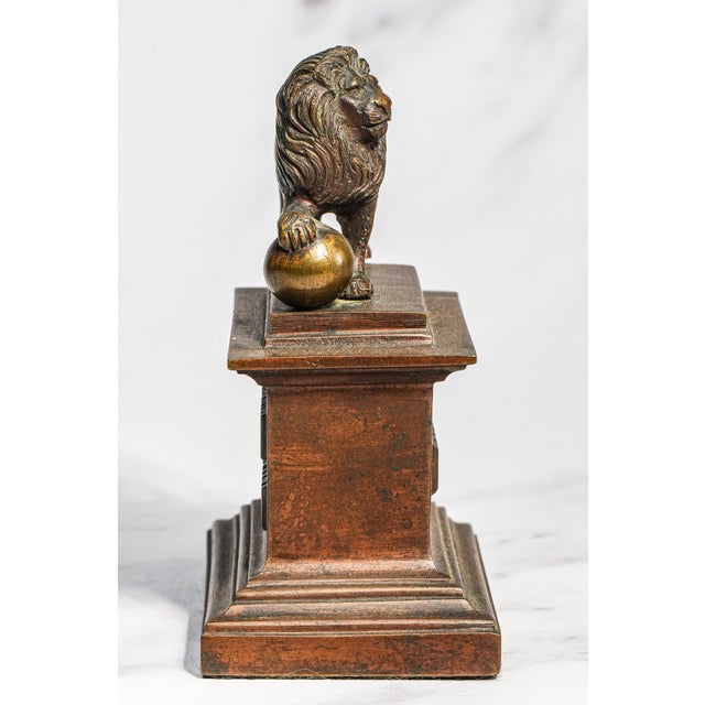 19th Century Heavy 19th Century Miniature Model Antique Grand Tour Waterloo Lion Brass Souvenir Butte Du Lion Monument France Home Decor For Sale - Image 5 of 11