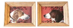 Gallery Wall Collection 2 Contemporary Foxhound Dog Prints by Judy Henn Oak Frames- a Pair
