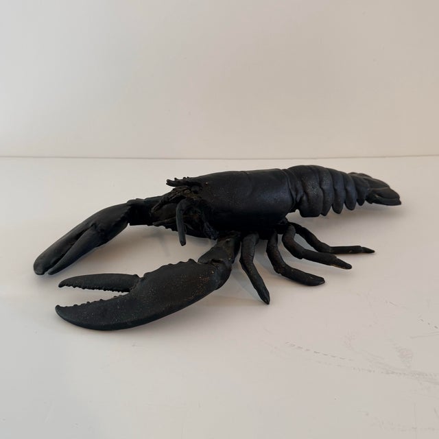 Traditional Vintage Large Blackened Cast Metal Lobster Sculpture For Sale - Image 3 of 8
