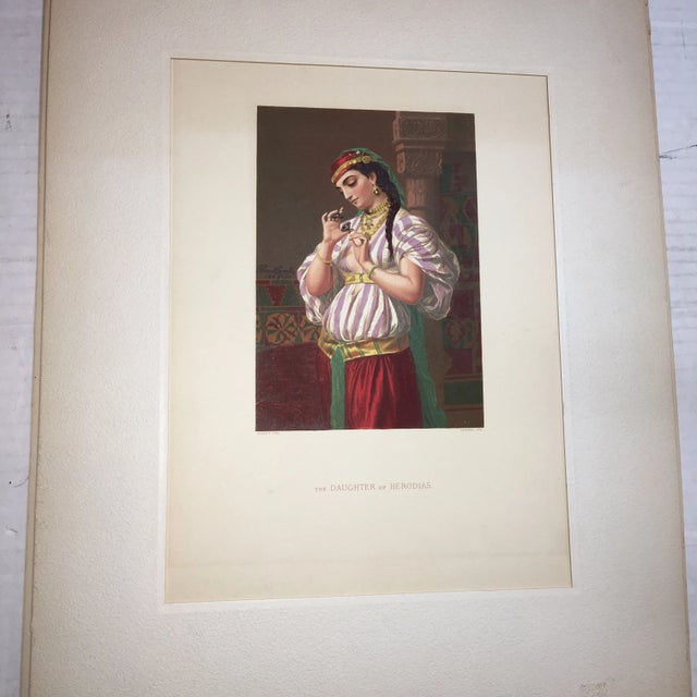 A beautiful vintage 19th Century Lithograph Of Daughter Of Herodias by noted French Artist Emile Charles Lecomte-Vernet....