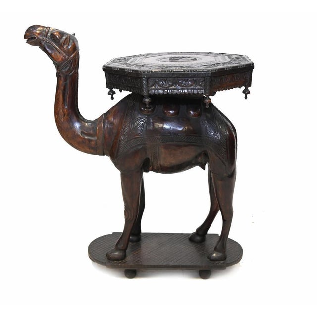 Anglo Indian Carved Camel Side Table in Hardwood, 1920 For Sale - Image 4 of 12