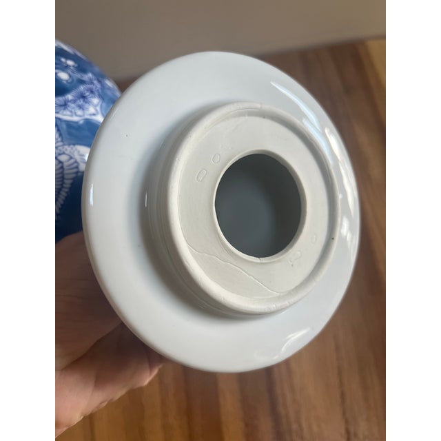 2020s Classic Chinoiserie Blue and White Ceramic Ginger Jar With Handpainted Phoenix Birds Design For Sale - Image 5 of 8