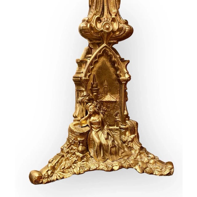 An exquisite, period pair of antique Cornelius and Company gilt bronze three arm candlesticks, Philadelphia, circa 1840,...