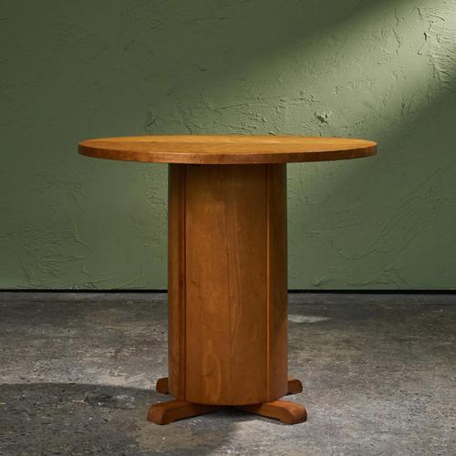 Art Deco Round Pedestal Side Table in Beech, Belgium For Sale - Image 4 of 9