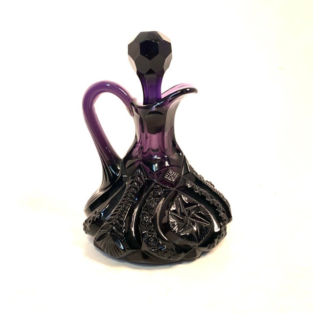 Early 20th Century Amethyst Glass Moon and Star Cruet With Stopper For Sale - Image 11 of 12