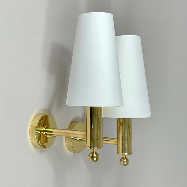 Mid-Century Brass V18 Wall Lights attributed to Eje Ahlgren for Bergboms, Sweden, 1960s, Set of 2 For Sale - Image 3 of 18