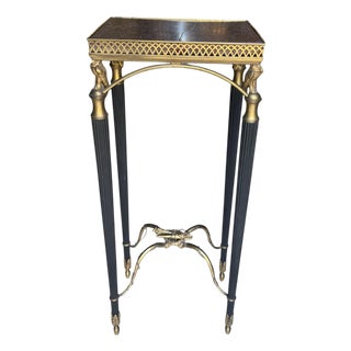 Empire-Style Patinated and Gilt-Bronze Table with Red Porphyry For Sale