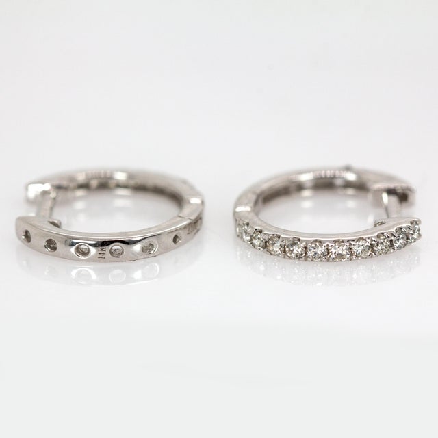 14k Solid Gold Ethically Sourced Diamond Hoops | Latch Back Closure For Sale - Image 4 of 8