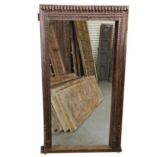 Antique Rustic Farmhouse Hand Carved Wall Mirror For Sale