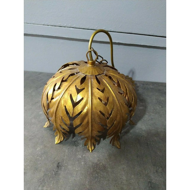 Hans Kögl 1960 Mid Century Modern Dore "Feuillage" Palm Ceiling Flush Mount Fixture by Hans Kogl For Sale - Image 4 of 8