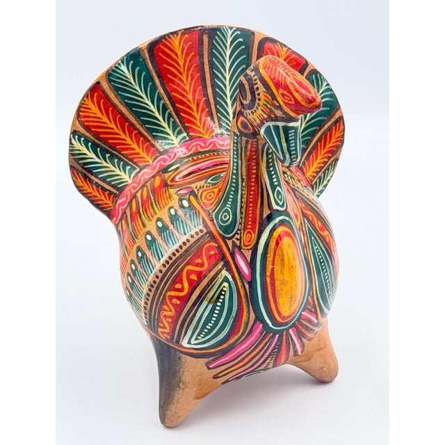 1970s Vintage Mexican Folk Art Turkey Money Coin Bank Tonala Pottery Decor For Sale - Image 5 of 5