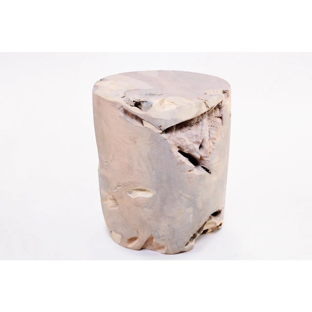 Contemporary Bleached White Teak Root Accent or Side Table or Stool 36 For Sale - Image 3 of 5