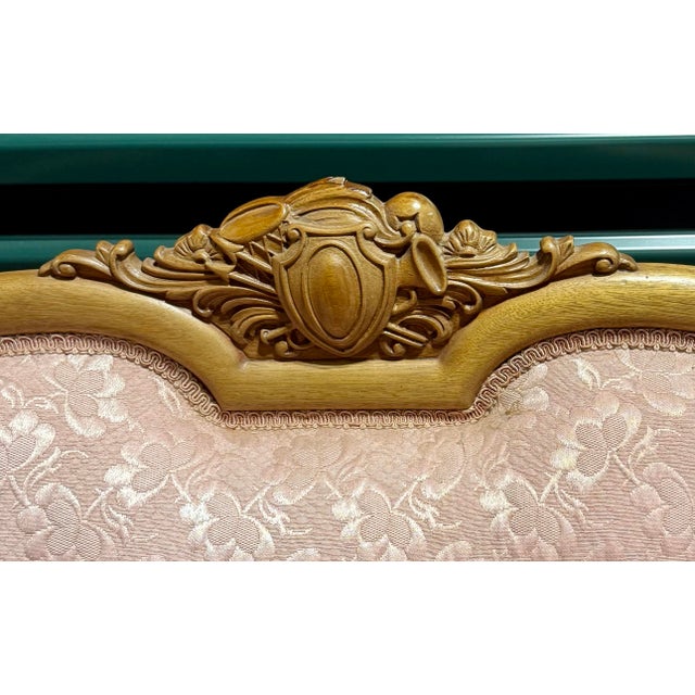 Shabby Chic Louis XV Pink Damask Sofa For Sale - Image 3 of 12