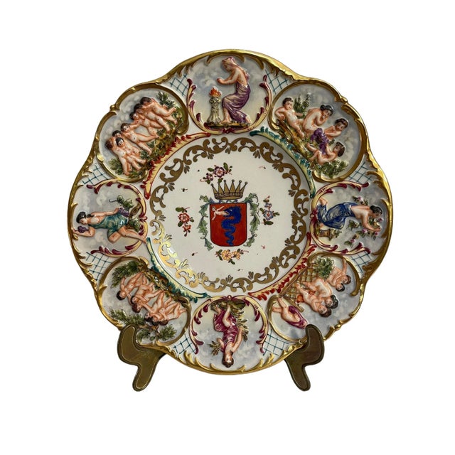 Crafted and Decorated Ceramic Plate from Capodimonte, 19th-20th Century For Sale - Image 5 of 5