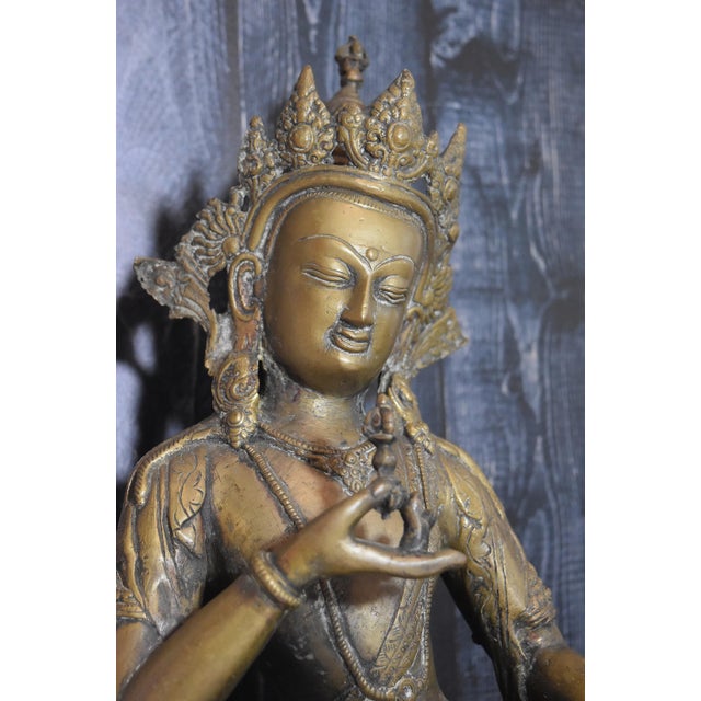 16.75" Tibetan Vajrasattva Bronze Buddha Statuary For Sale - Image 4 of 18