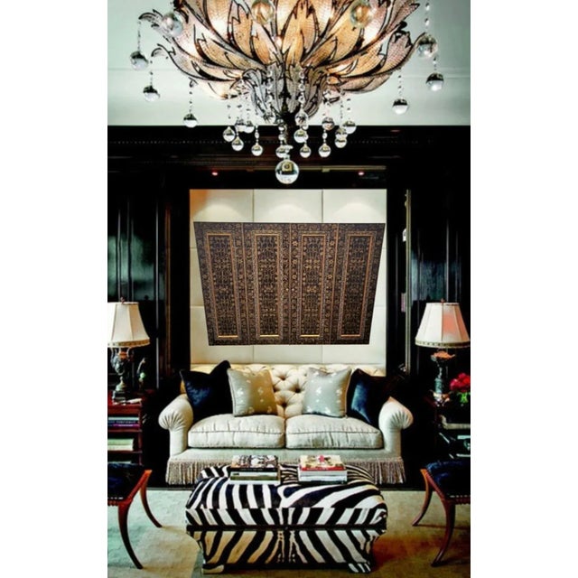 Monumental Vintage Maitland Smith Gold Black 4 Door Flat Screen Tv Hideaway Wall Mounted Cabinet For Sale - Image 15 of 15