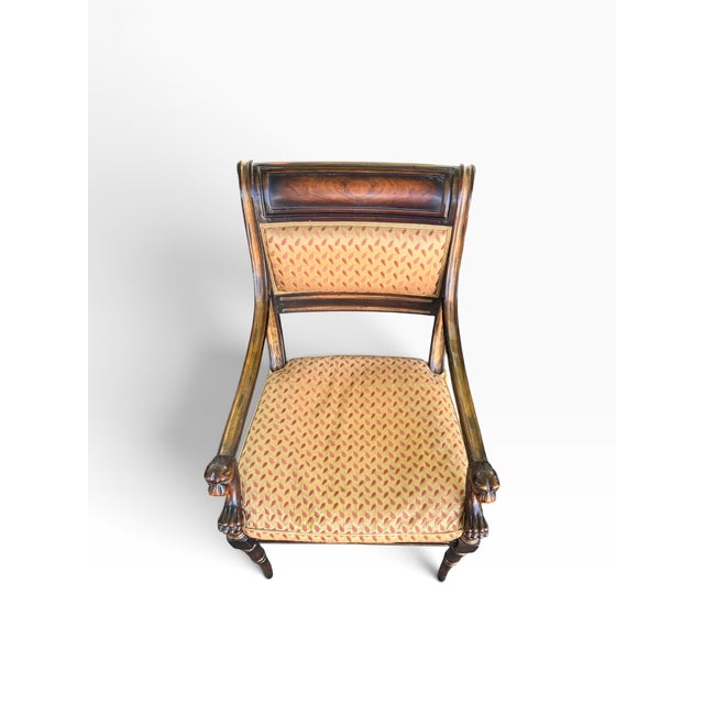 Brown Theodore Alexander Regency Style Carved Lion Head Mahogany Armchair For Sale - Image 8 of 15