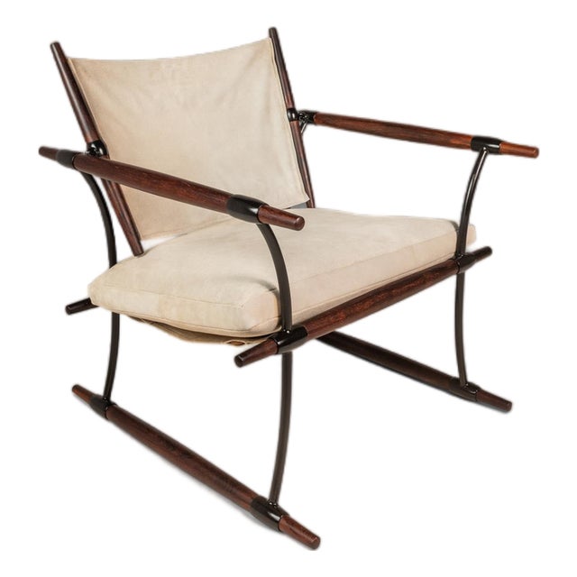 Rare Danish Modern Restored Stokke "Stick" Chair in Suede & Rosewood by Jens H. Quistgaard for Nissen Langaa, Denmark, C. 1960s For Sale
