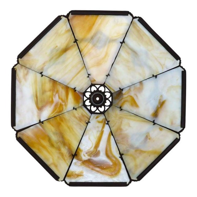 Antique Bradley & Hubbard Arts & Crafts 8-Panel Slag Glass Table Lamp C1920 For Sale - Image 12 of 12