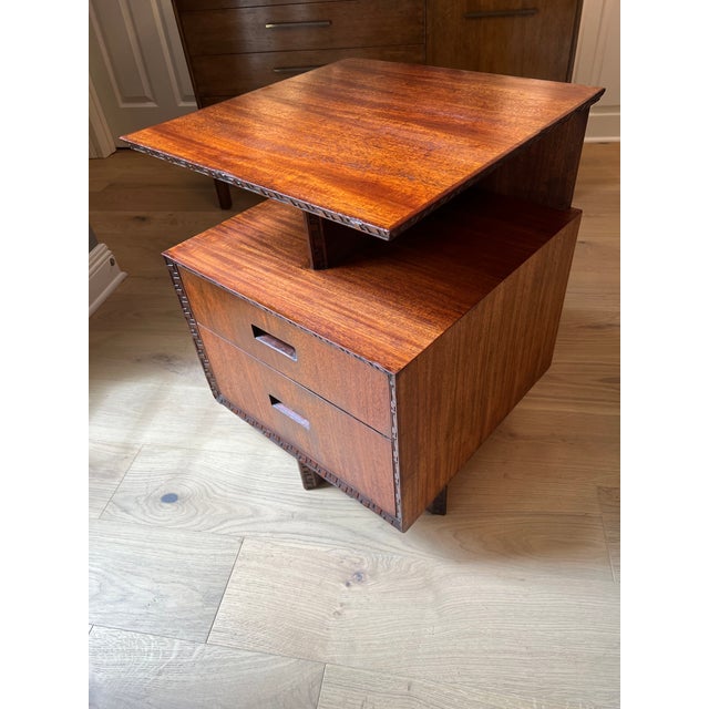 1950s Mid-Century Frank Lloyd Wright Designed for Heritage-Henredon 1955. Solid Mahogany Nightstand Expertly Preserved/Restored. For Sale - Image 5 of 12