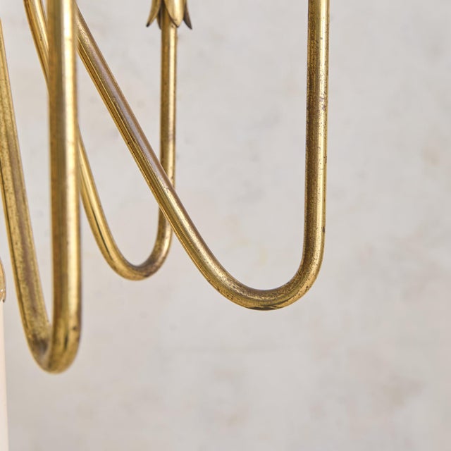 1953 Italian Brass + Opaline Glass Floor Lamp by Angelo Lelii for Arredoluce For Sale - Image 11 of 13