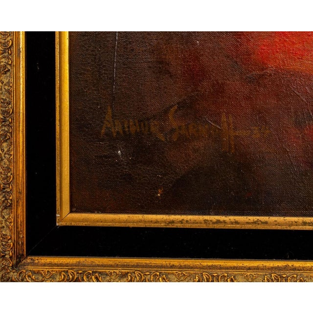 Textile Arthur Sarnoff Female Portrait Oil on Canvas, 1934 For Sale - Image 7 of 9