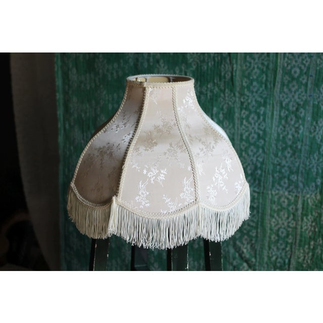 1970s 1970s Victorian Revival Pair of Cream Lampshades With Fringe For Sale - Image 5 of 9