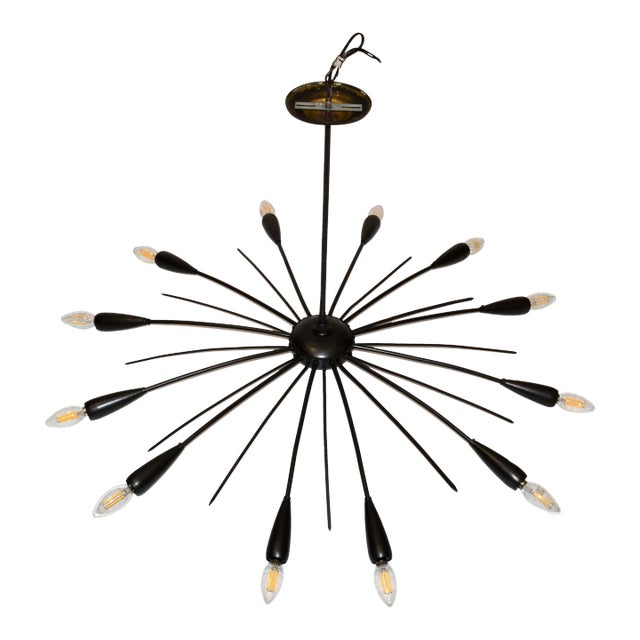 Stilnovo Italian 12 Shade Chandelier Bronze Finish Mid-Century Modern 1960 For Sale