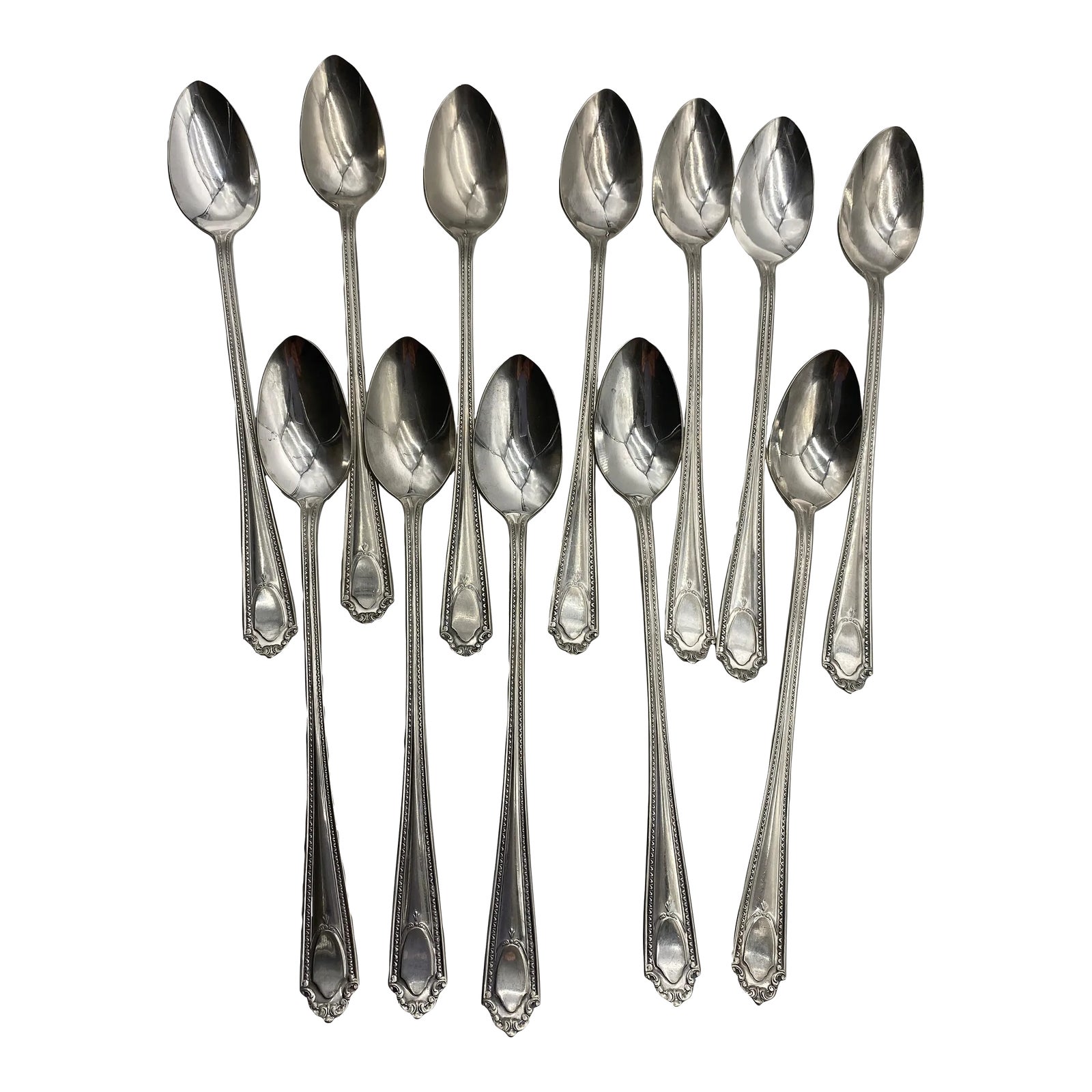 Vintage Silverplate Cameo Pattern Iced Tea Spoons Set of 12 Chairish