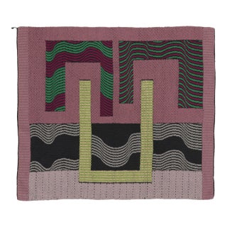 Modern Charlotte Funk Tapestry, Optical Geometric in Pink and Green - Rug & Kilim For Sale