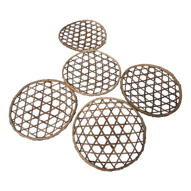 Japanese Bamboo Zaru Drying Trays, 1930, Set of 5 For Sale