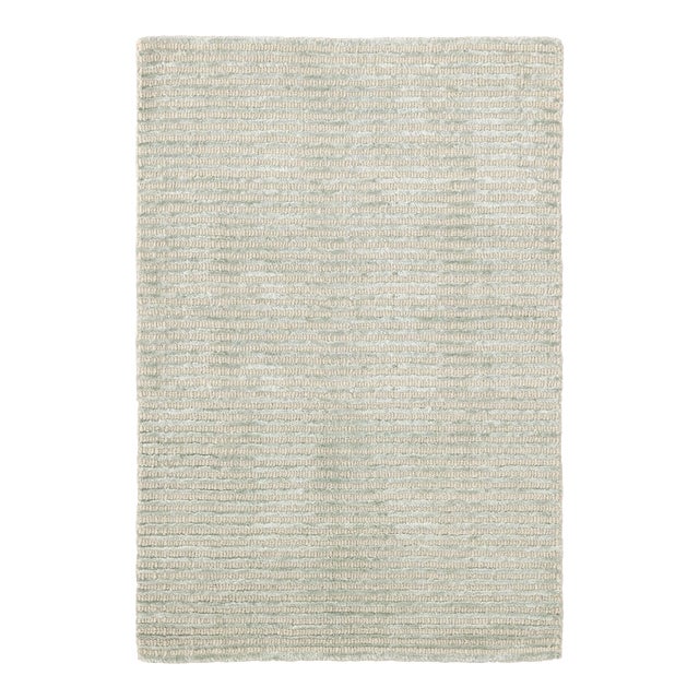 Dash & Albert by Annie Selke Cut Stripe Ocean Hand Knotted Viscose/Wool Rug, 8' x 10' For Sale
