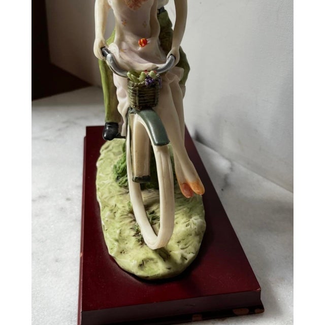 Vintage Italian Art Sculpture Santini Man Woman Romantic Couple Bicycle… For Sale - Image 17 of 18