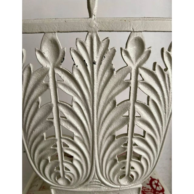 Metal 1930s Regency White Cast Iron Garden Chair With Upholstered Seat For Sale - Image 7 of 9