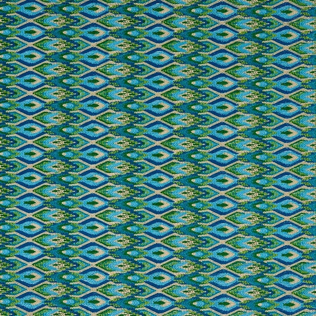 Schumacher Sample - Schumacher Lorikeet Embroidery Fabric, Peacock For Sale - Image 4 of 4