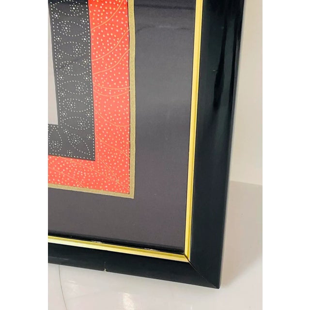 Romain De Tirtoff Erté 1987 Loge De Theatre, Framed Silk Scarf Wall Art, Signed For Sale - Image 10 of 10
