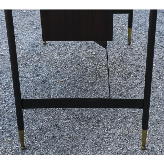 Brown Wooden & Metal Desk with Drawers, Italy, 1950s For Sale - Image 8 of 9