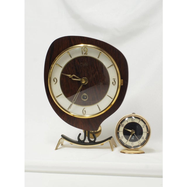Mid Century Winding Mantel Clock by Orfac, Netherlands and Jaz Alarm