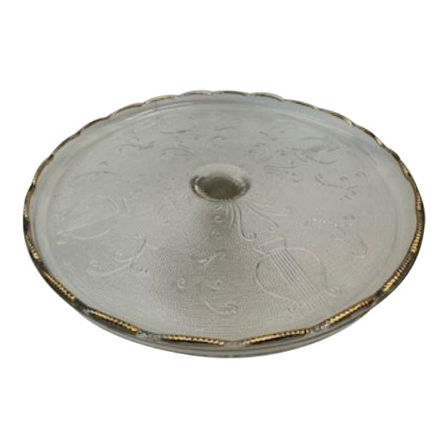 Vintage Mid-Century Glass Pedestal Cake Stand For Sale