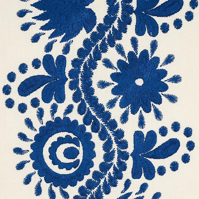 Schumacher Sample - Schumacher Theodora Embroidery Fabric in Blue For Sale - Image 4 of 5