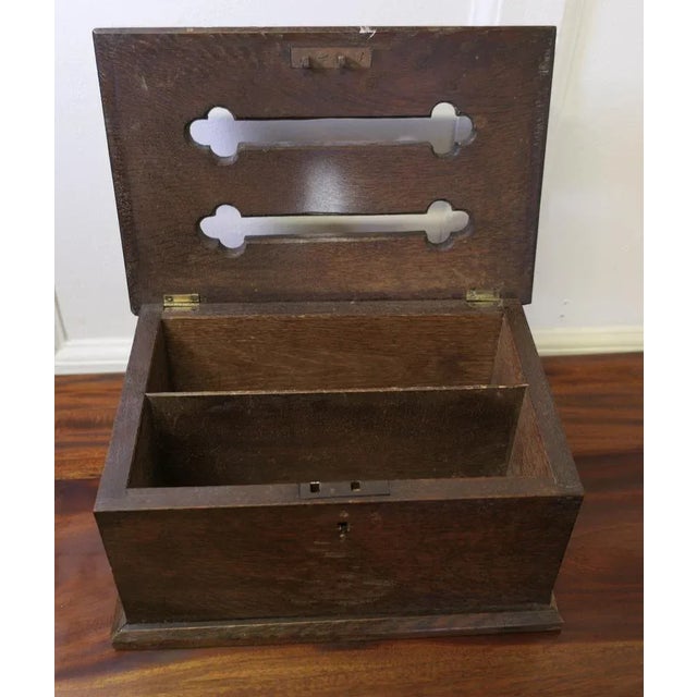 Antique Carved Oak Letter Box For Sale - Image 3 of 7
