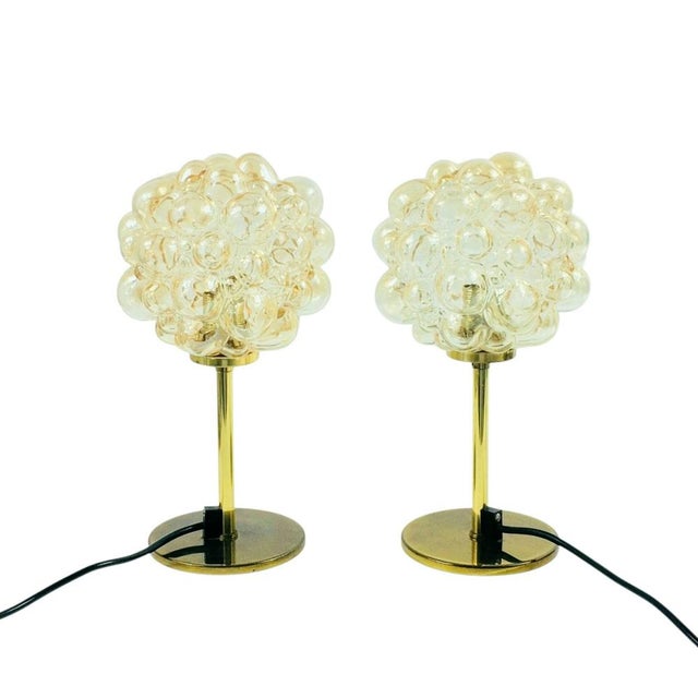 Mid-Century Bubble Glass and Brass Table Lamps by Helena Tynell, Germany, 1960s, Set of 2 For Sale - Image 11 of 11